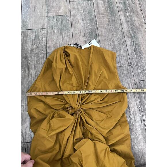 NWT Zara Women's Mustard Yellow 100% Cotton Poplin Midi Dress Size Small - Picture 7 of 7
